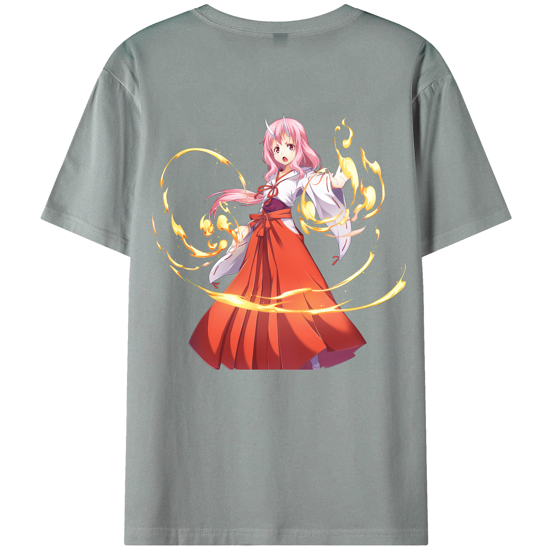 （画像用） 転スラ Regarding Reincarnated to Slime 綿100％ メンズ半袖Tシャツ（バックプリント） 通気性